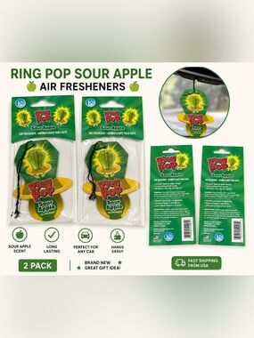 2-Pack Ring Pop Sour Apple Car Air Fresheners – New
